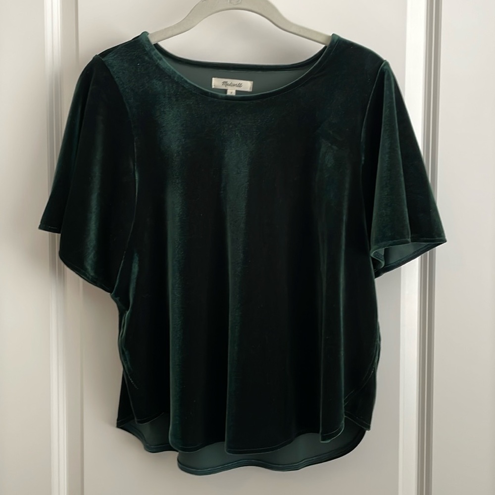 NWT Madewell Emerald Green Velvet Butterfly Top